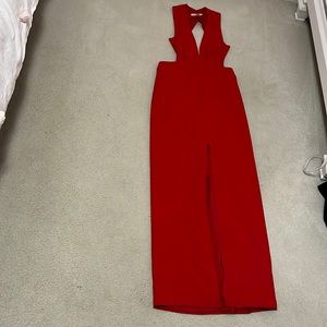 Red gown with cutouts